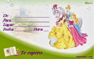 Invitaciones de Cumpleaños, Princesas Disney, modelo 3
