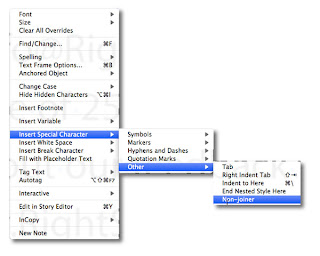 InDesign's Non-joiner menu