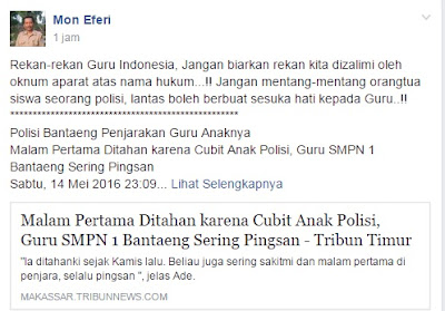 Komentar guru ditahan karena mencubit siswa 