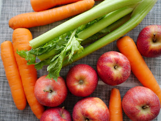 carrots, celery, apples