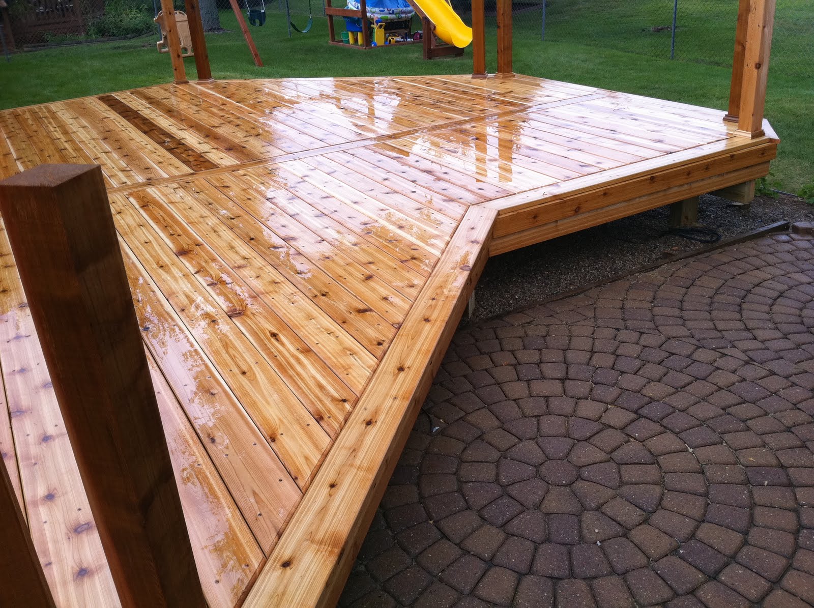 cedar decking, rail posts and fascia's installed
