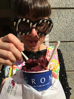 Great fruit sorbet from Grom Gelato in Venice Italy