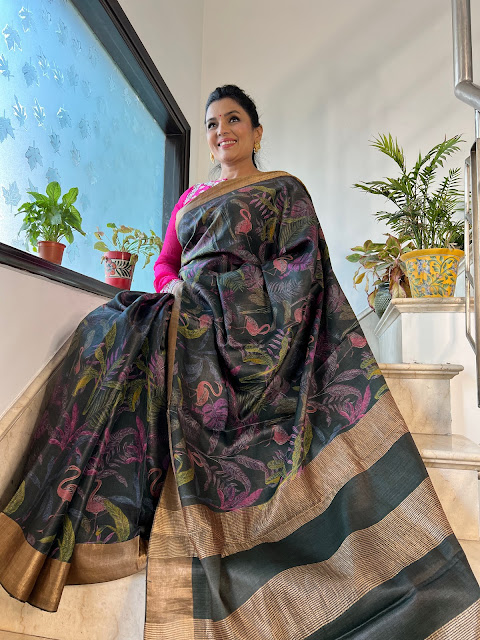 Bespoke digital print Kanjeevaram saree