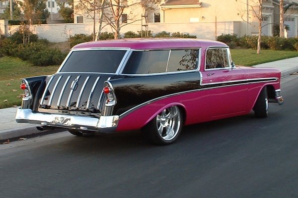 Chevy Nomad 1956 pink black color wallpaper
