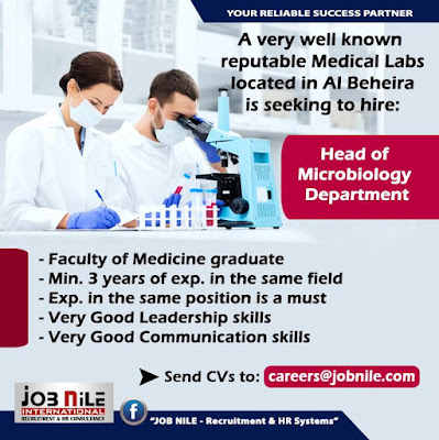 Head of microbiology department  - job nile - Al Beheira - Egypt  - jobs