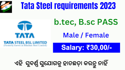 Tata Steel requirements 2023