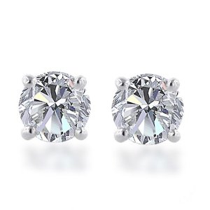 Diamond Stud Earrings 10k White Gold Round