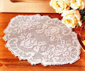 Филейная салфетка с розами крючок