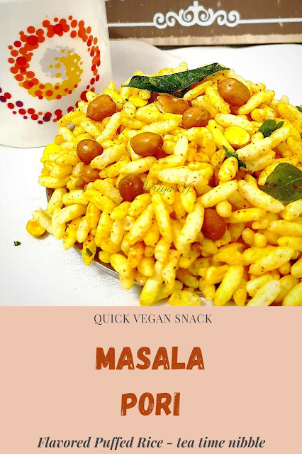 Masala Pori or Khara pori is a snack that can be put together in no time and takes care of the mid evening hunger pangs and is liked by people of all ages .