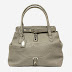 Fendi Silver Pebbled Leather Selleria Large Satchel Bag