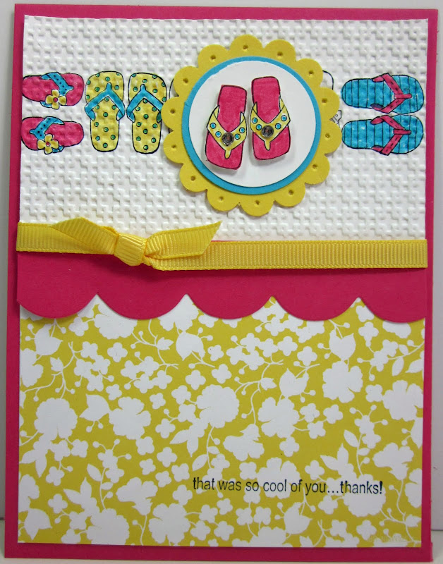 This is the card I made for my downline swap with the new Summer Mini  title=