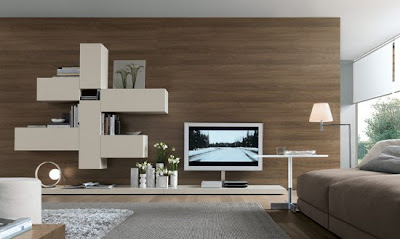 Sala moderna paredes madeira