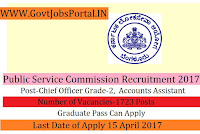 Public Service Commission Recruitment 2017- Chief Officer Grade-2, Accountant & Accounts Assistant