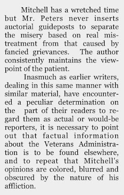 Excerpt from Nightmare Revisited, Mary Jane Ward's review of Fritz Peters' The World Next Door.  New York Times, Sept. 18, 1949, p.BR6
