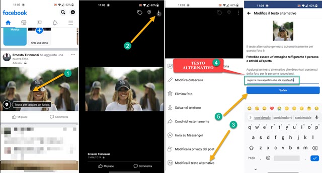 testo alternativo su Facebook da mobile