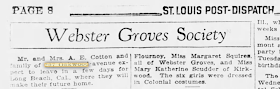 St. Louis Post-Dispatch Society pages mention of the upcoming move of Mr. and Mrs. A. E. Cotton from Webster Gvores to Long Beach, California