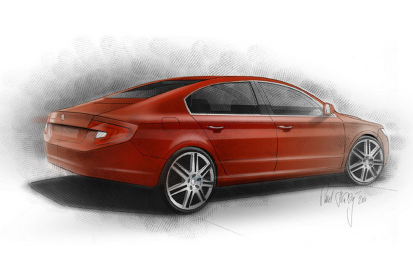 In developing the concept of sporting fourdoor sedan 2012 Skoda Superb 