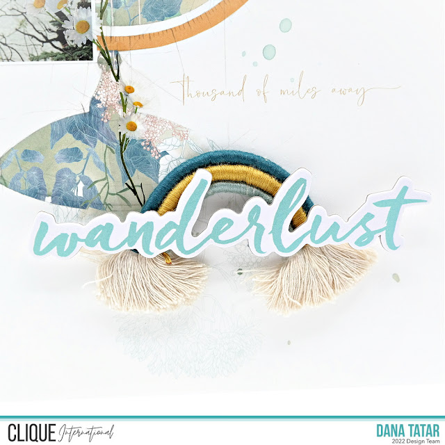 Wanderlust Travel Alaska Scrapbook Layout Using Alexandra Renke Patterned Paper and Hot Air Balloon and Cloud Memory Place Die-Cuts