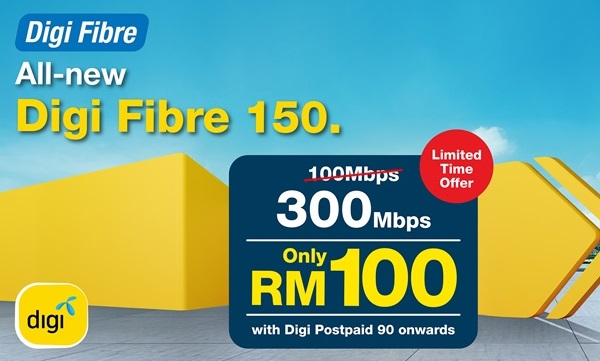 Digi 300Mbps Fibre Unlimited Internet For Only RM100