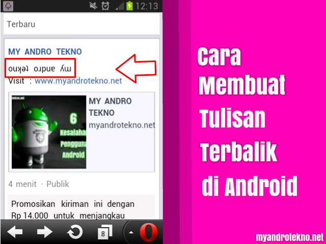 Cara Membuat Tulisan Terbalik di Android