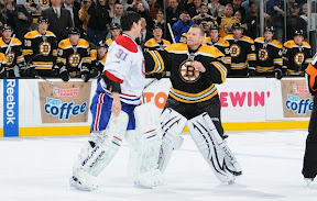 Tim Thomas and Carey Price drop the goalie equipment and square off