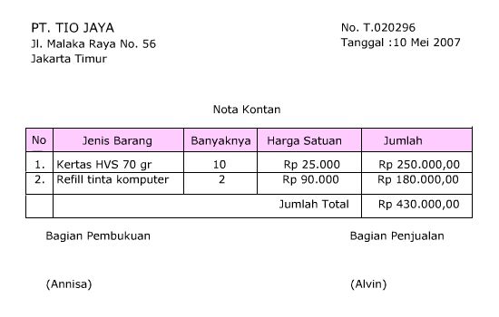 Contoh Gambar Nota Kontan - Contoh 84