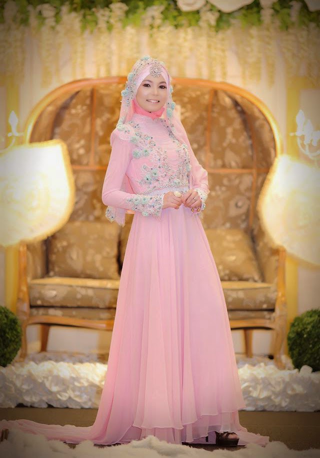 20 Contoh Model Baju Pengantin Muslim Pink - Kumpulan 