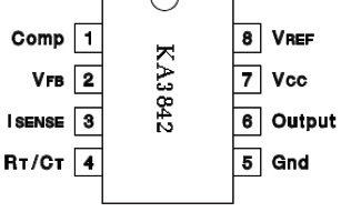 Hình 9 - IC dao động KA3842  thường sử dụng trên các mạch nguồn.