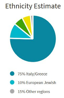 My current pie chart from ancestry.com.