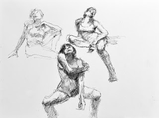 life model, black and white, ink figure drawings, loose drawings
