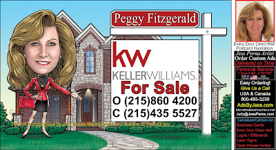 kw business cards with caricature ads