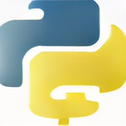 Python  brand showing blue on the top and yellow on the left shaped sort of like coded shape design