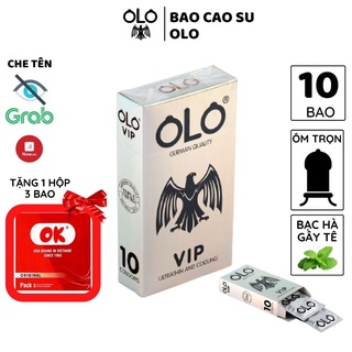 Bao cao su OLO ULTRATHIN & COOL 10 bao/hộp siêu mỏng ôm trọn tinh dầu bạc hà chống tuột kéo dài thời gian