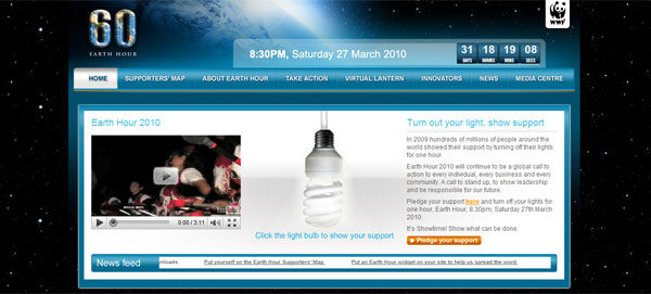 Earth Hour 2010 - 8.30pm, Saturday 27th March