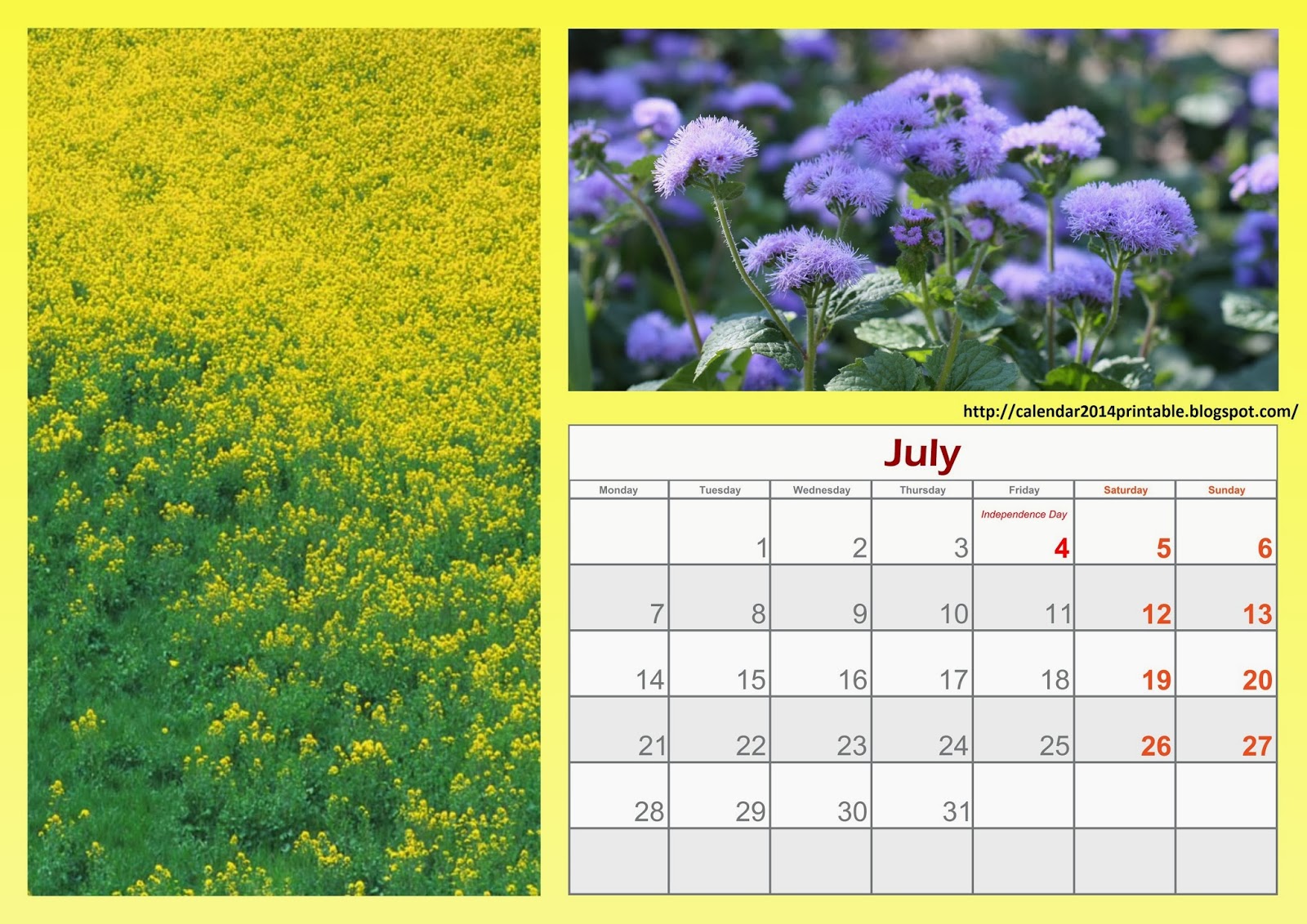 Free 2014 Wall Calendar And Desktop Calendar Printable