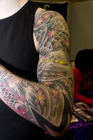 japanese tattoo black and grey sleeve tattoo black and grey