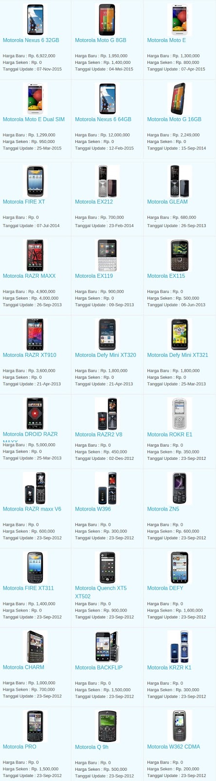 Daftar Harga Terbaru Hp Motorola April 2016