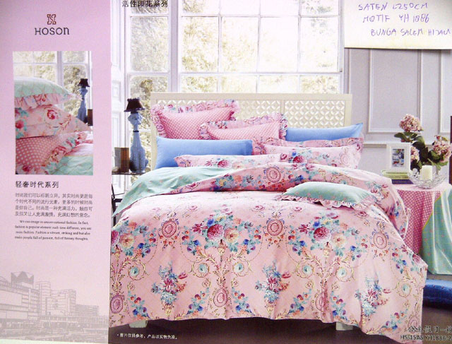 Sprei Jepang Bunga Salem Pink Hijau