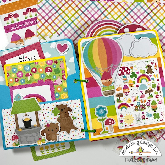 Spring Envelope Style Scrapbook Album with Doodlebug Over The Rainbow Collection