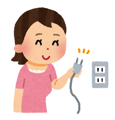 節電のイラスト「コンセント抜く」
