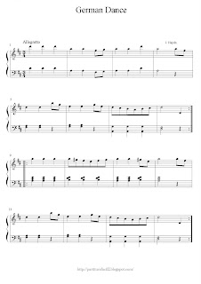 Free easy piano sheet music of Franz Joseph Haydn: German Dance