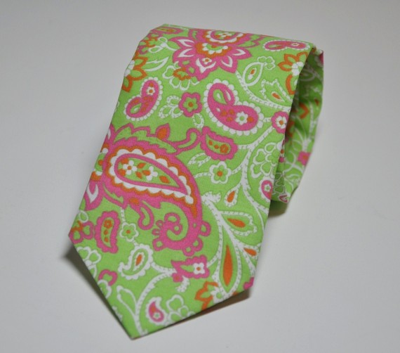 pink paisley tie. Lime and Pink Paisley Tie
