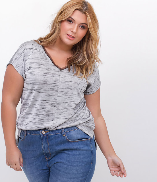 Moda plus size Blusa em Tricô Metalizado Curve & Plus Size