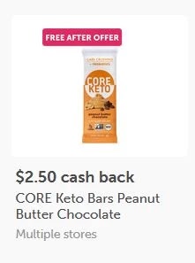 FREE CORE Keto Bars Peanut Butter Chocolate for 1.4 oz IBOTTA CASHBACK REBATE *here* FREE CORE Keto Bars Peanut Butter Chocolate for 1.4 oz IBOTTA CASHBACK REBATE *here*