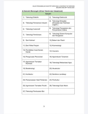 Iklan Pengambilan Khas Pegawai Perkhidmatan Pendidikan DG41 Secara Contract Of Service Di KPM Tahun 2021