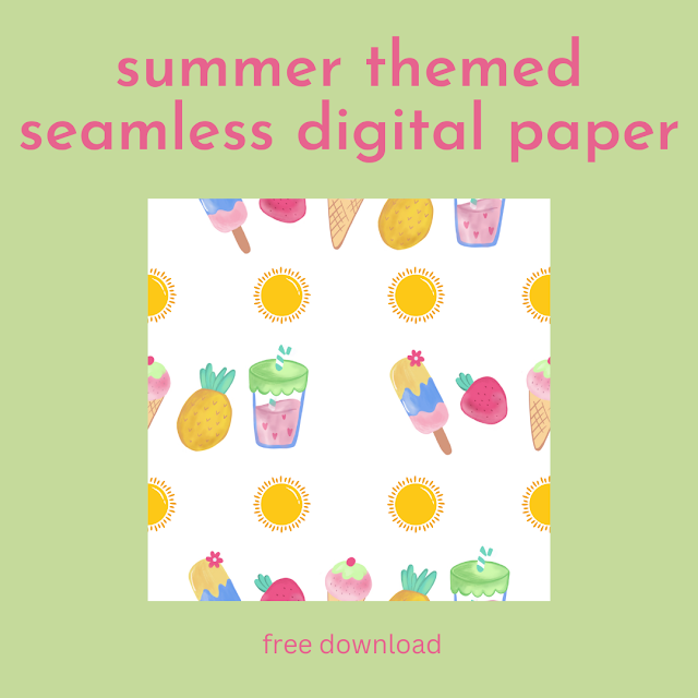 Summer themed seamless digital paper - free download