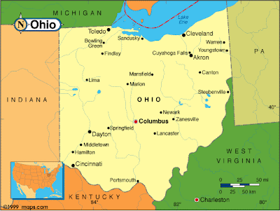 Carte de Ohio Departement Région