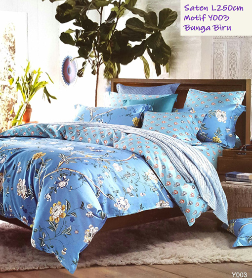 Sprei Katun Jepang Motif Bunga Biru