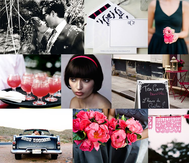  hot pink and ink black Perfect for a rock n' roll theme wedding 