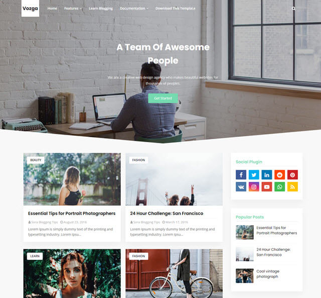 vozga a simple free template for blogger